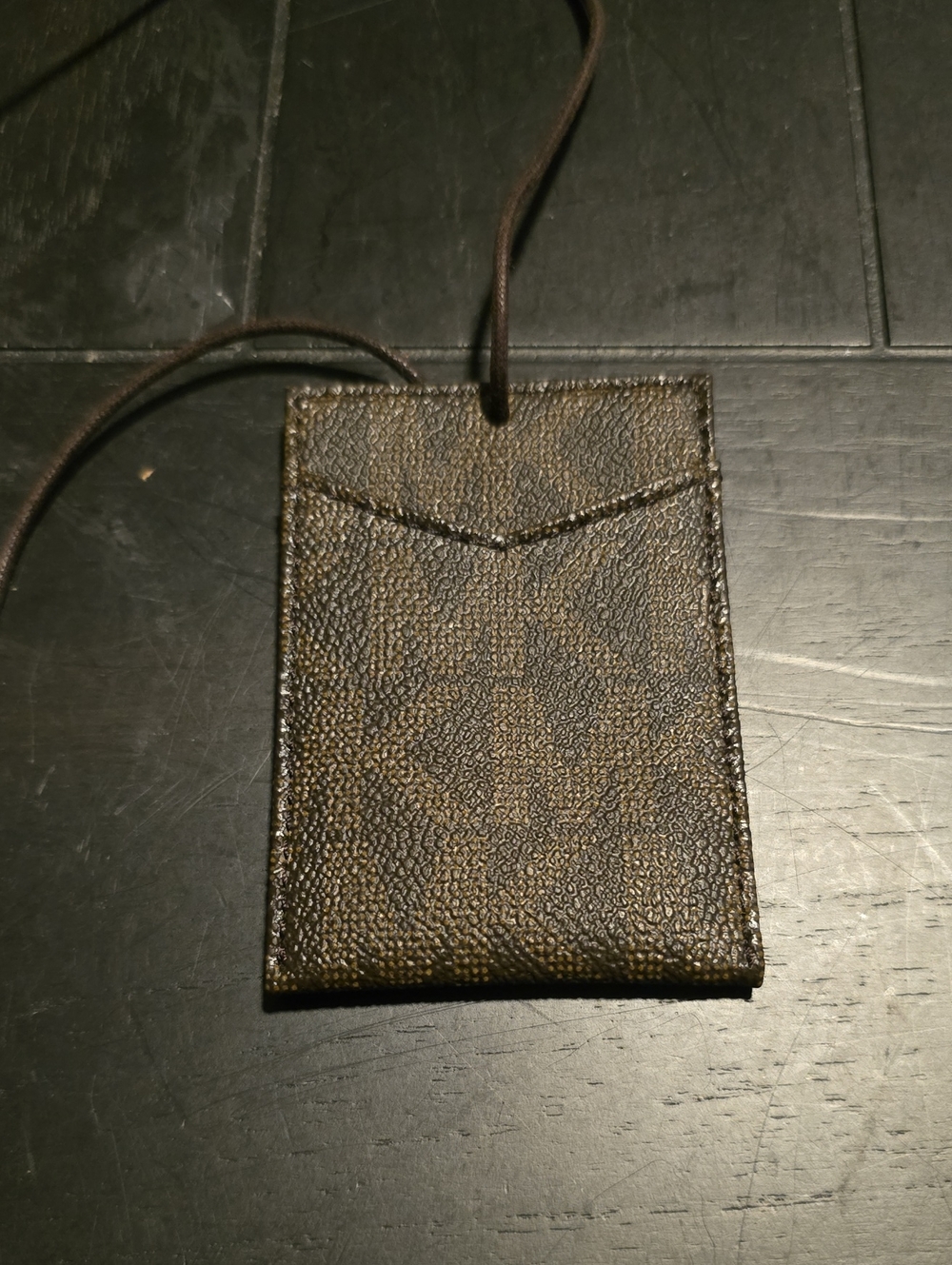 Michael Kors Brown Leather Logo Pendant Card ID Holder